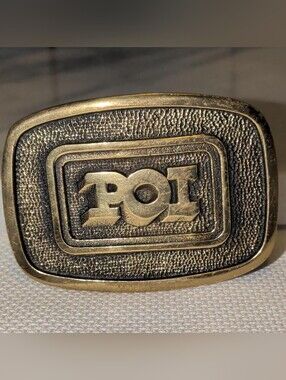 Vintage 1978 POI Petroleum Oil Industry Solid Brass Belt Buckle